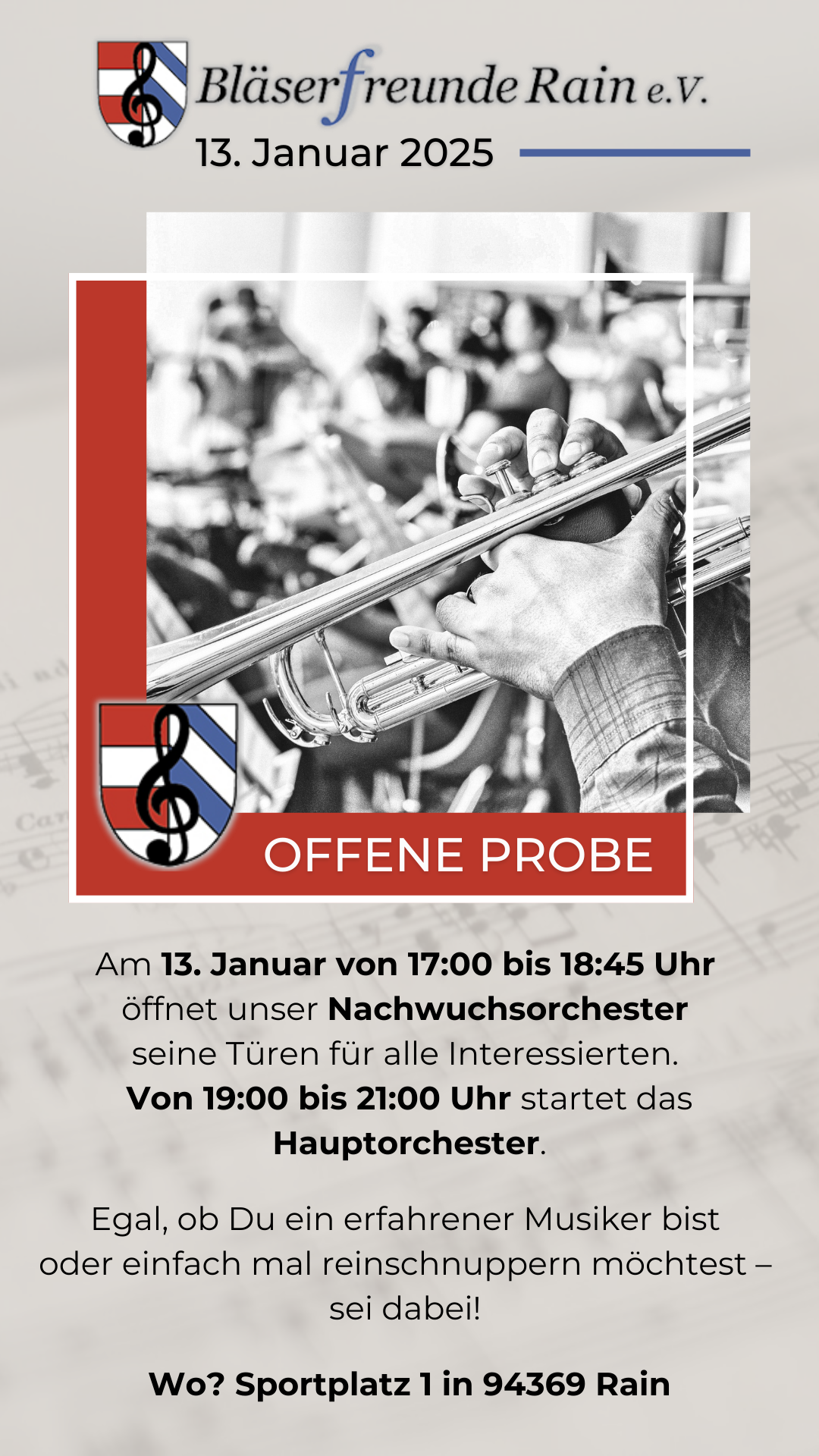 Plakat zur offenen Probe